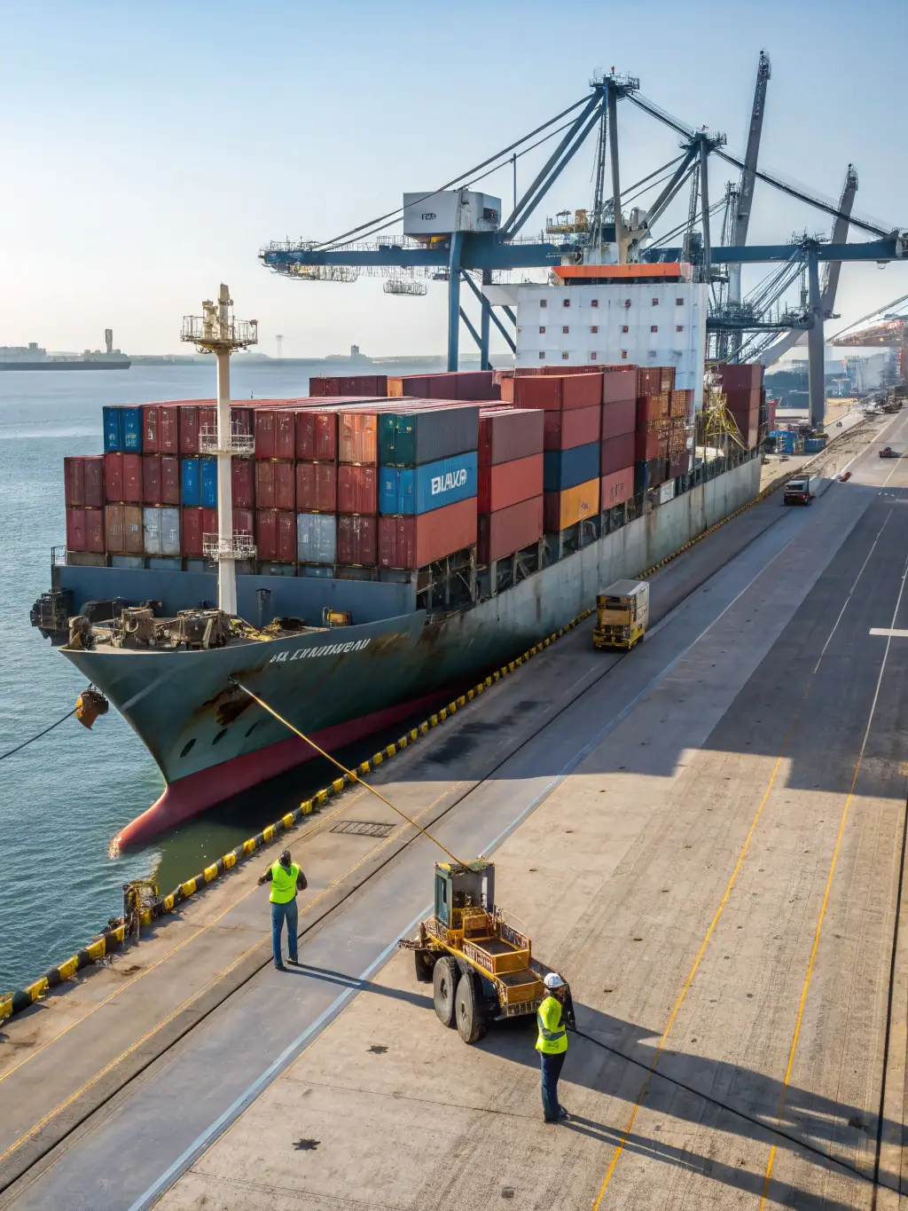 A shot of Green River's biomass wood pellets being loaded into a cargo ship for global distribution, emphasizing the large-scale availability.
